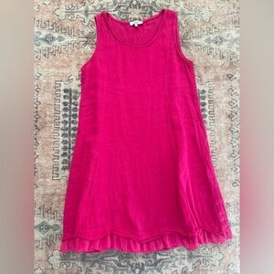 Allerga Masetti Pink Linen Coastal Grandma Boho Beach Resort Vacation Dress Lrge